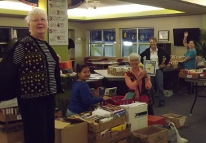Some of our regular book sale crew, Sally (left), Mindy (centre) and some of our Karen friends at Dovercourt last year. 